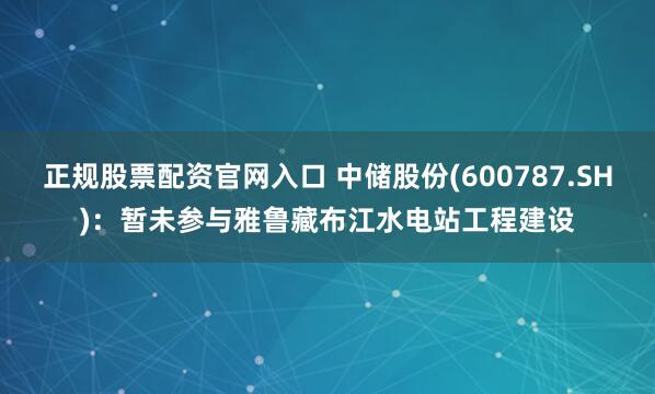 正规股票配资官网入口 中储股份(600787.SH)：暂未参与雅鲁藏布江水电站工程建设